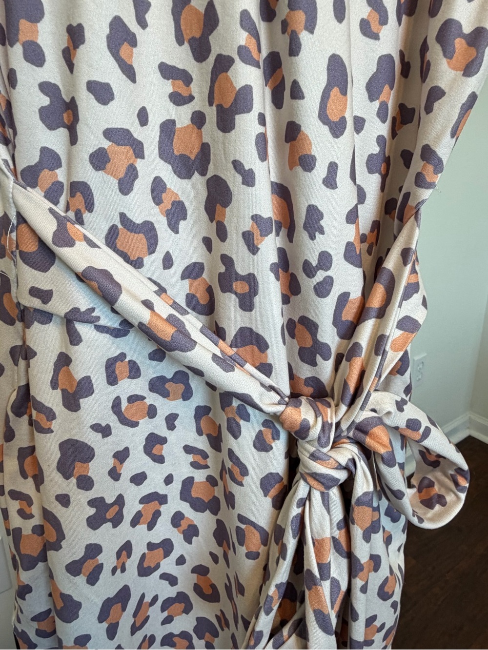Women’s Leopard Print Tie-Waist Dress in Beige and Brown - Picture 4 of 6